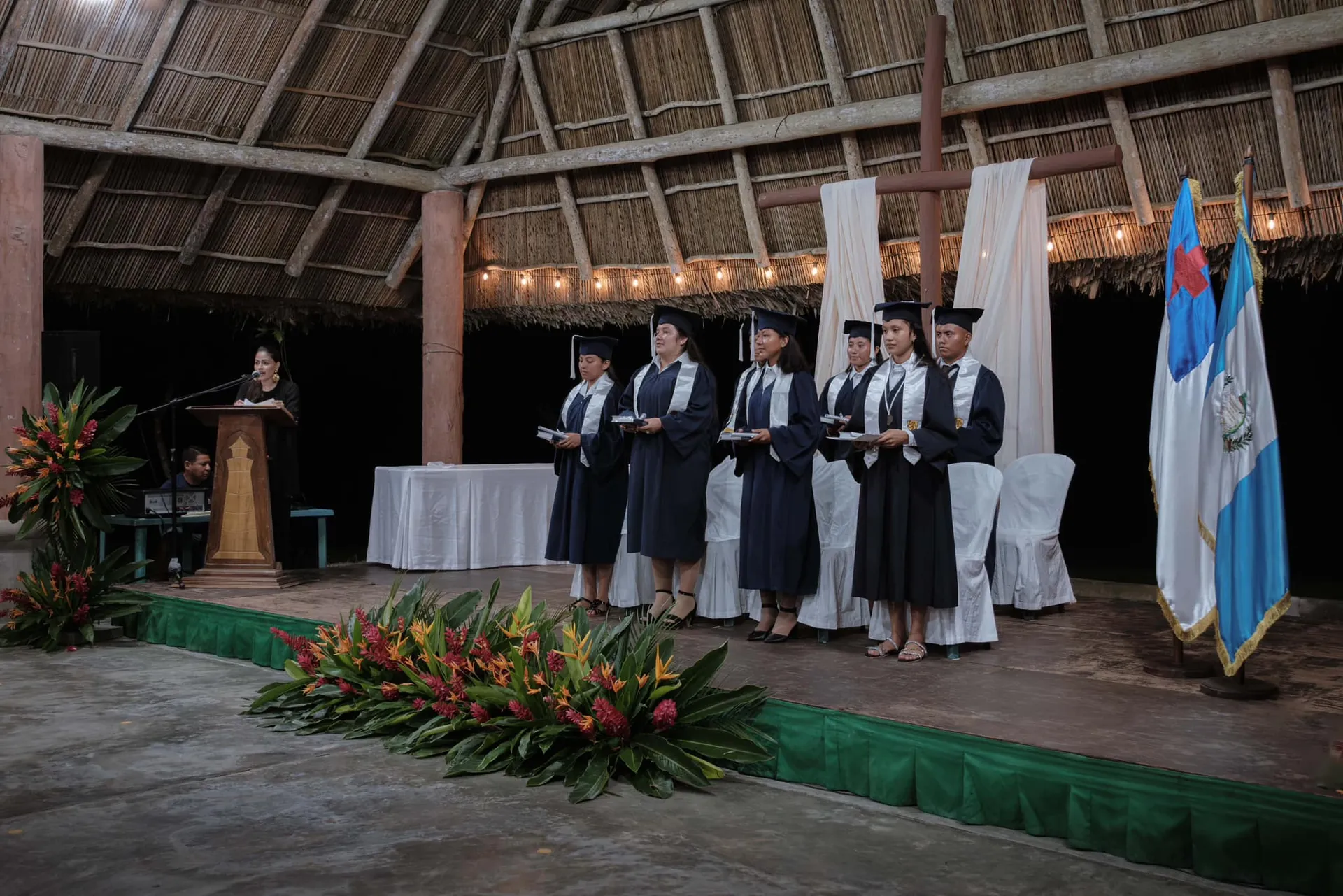 Students take part in a graduation ceremony at El Faro.