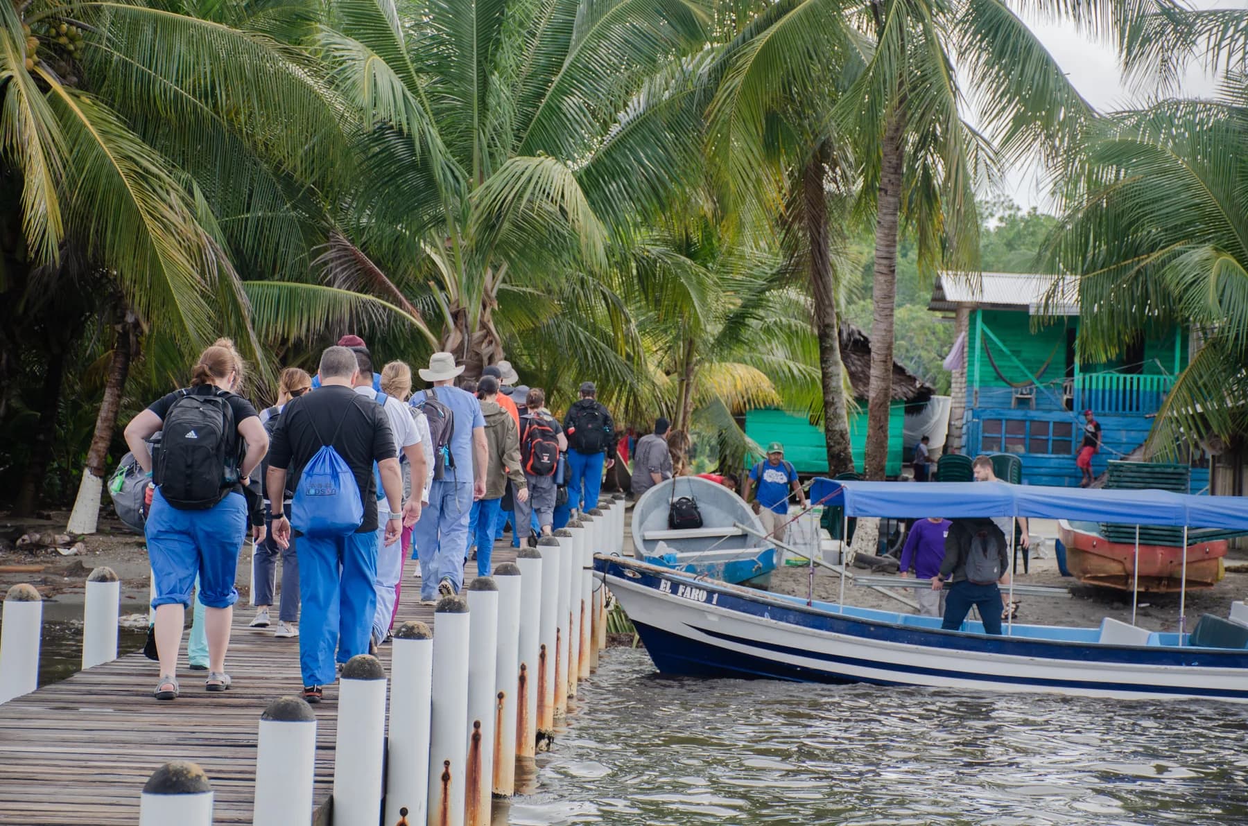 Visitors arrive at the El Faro dock.